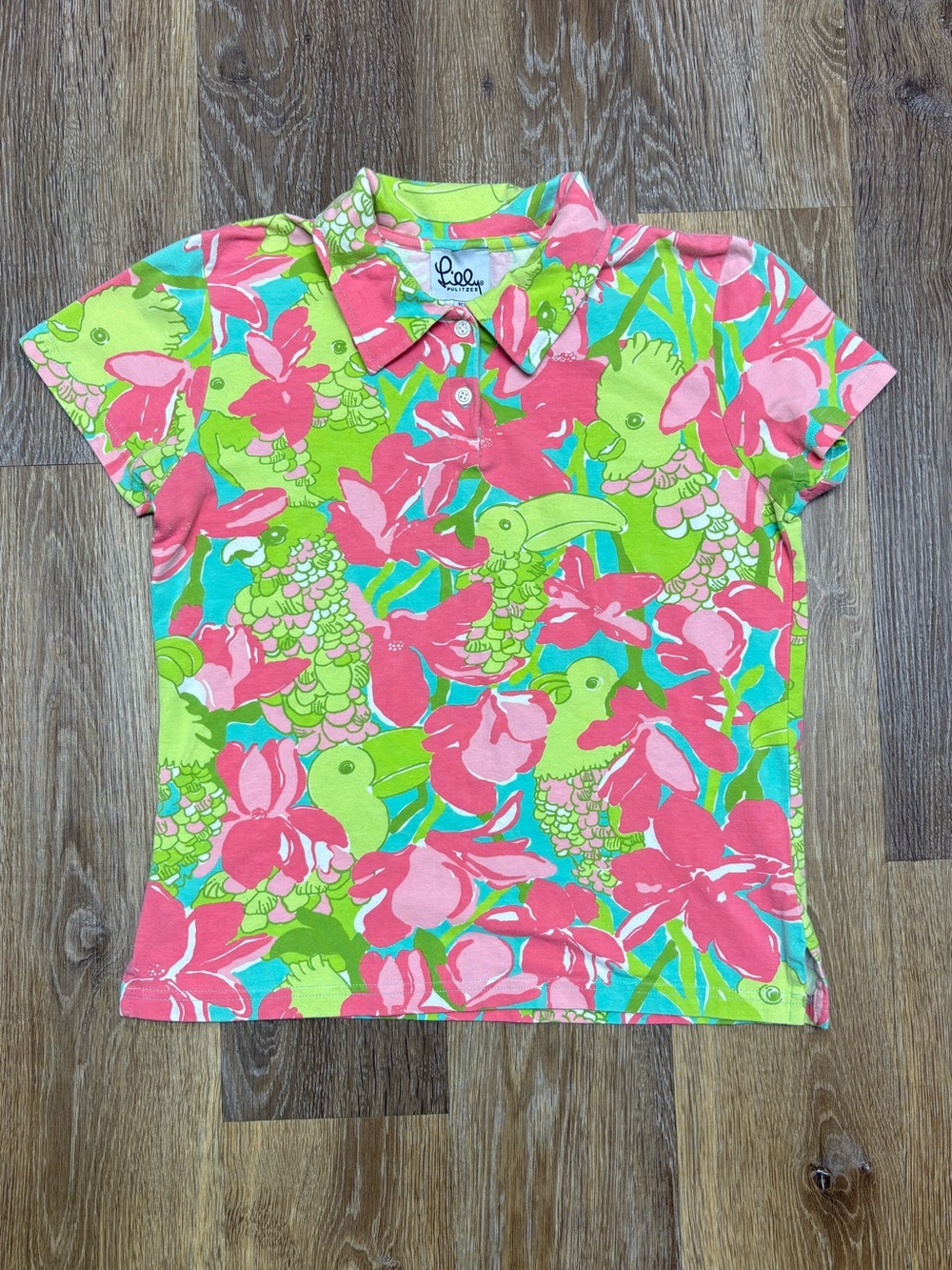 Lilly Pulitzer Neon Pink & Lime Floral Polo